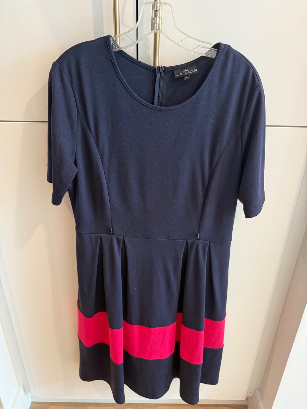 Nursing Queen Navy Fit and Flare Nursing Dress Size Large